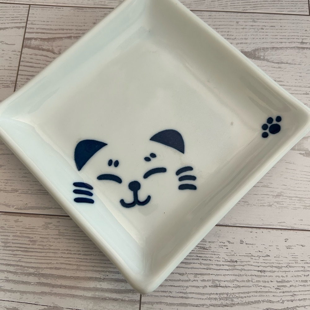 Sousaku Cat Face paw blue plate Sound Collection Japan sushi bread trinket - Picture 2 of 6